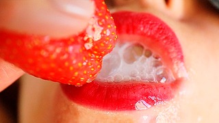 Strawberries With Jizz-cream. The Delicacy Story Of Food + Sperm Fetish. Cim