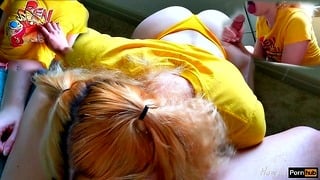 Horny Teen Neighbor Came Over to Suck Cock (throatpie)