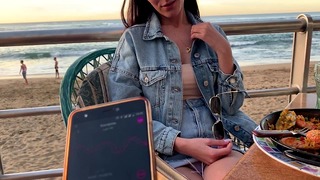 Outside Masturbation With Lovense (lush) Part 5 in Street Cafe Funny Walk