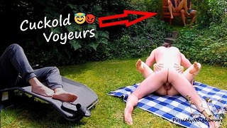 Public Park Wife Sharing – Cuckold Fun With Masturbating Voyeurs