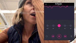 Spraying Tough In Grocery Market With Lush Remote Controlled Vibrator