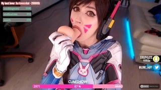 D.va Cosplay Babe Blowjob Lovely Sex Machine