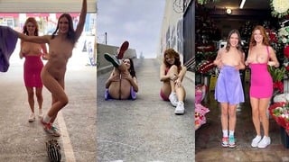 Friends Public Flash Pussy And Tits In Front Of Traffic