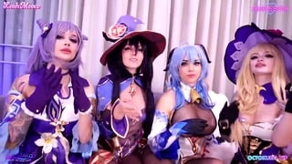 Genshin Orgy Party By Octokuro, Purple Bitch, Leah Meow And Sia Siberia
