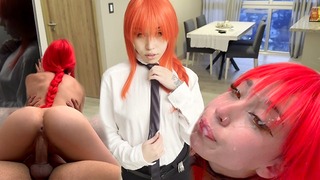 Makima Wants To Be Dominated. Makes Him Cum 2 Times – Cosplay, Sloppy Blowjob, Cowgirl – Mewslut