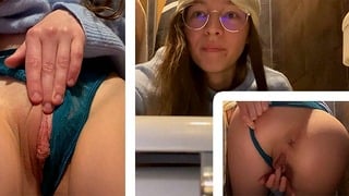 Teen Fucks Herself In Public Toilette At The Cinema